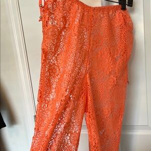 Miken Orange Lace Swim Coverup Pants